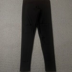 LIVE! Leggings Laser Cut Front M Black Edgy Athleisure Streetwear Brazilian